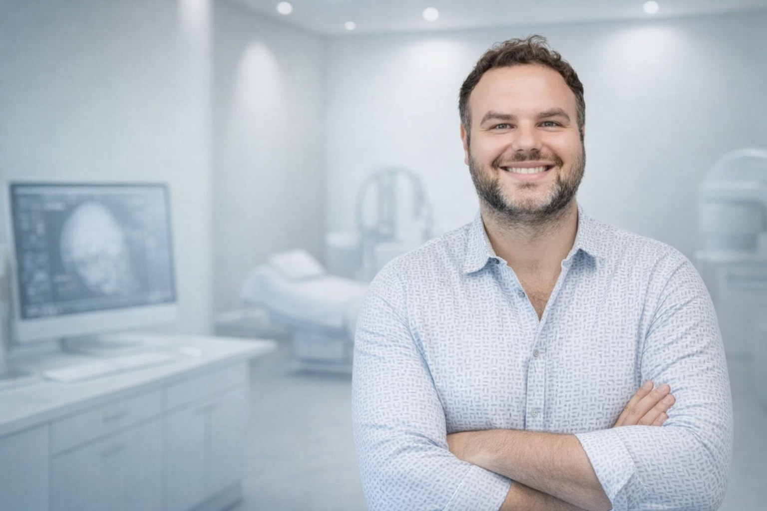 Gevorg Adjian, RN in an advanced treatment-planning suite at NPMD